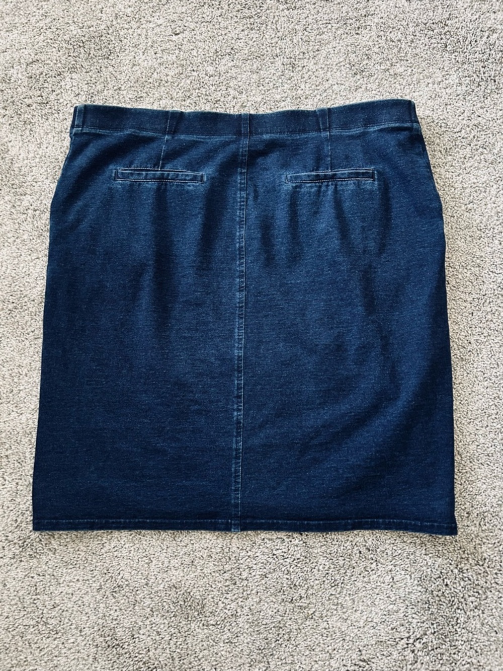Pure Jill J Jill Indigo Denim Knit Skirt Stretch Cotton Pull On Pockets M - Picture 2 of 4